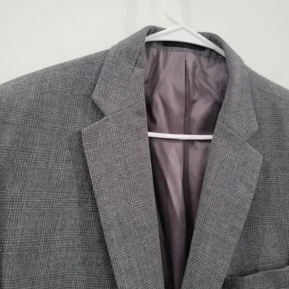 Lauren Ralph Lauren Mens Blazer Size 46 Regular Glen Check Plaid Business Casual